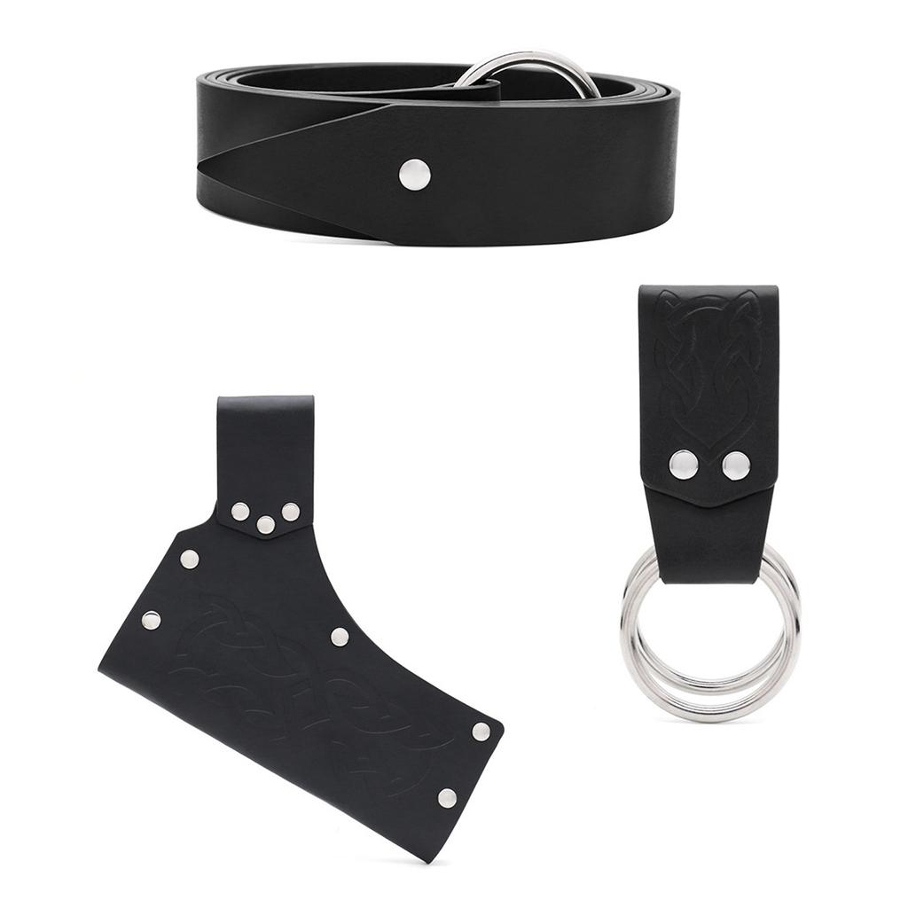 Renaissances Vikinges Costume Accessory Medieval Pirate Leather Belt Swords Frogs Halloween Renaissances Cosplay Costume