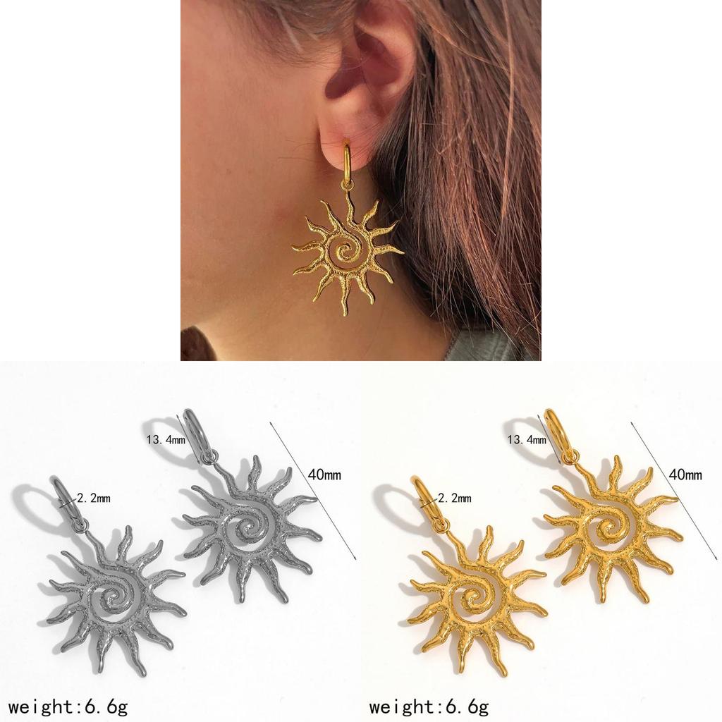 Orecchini Girasole Acciaio Inossidabile Minimalista Geometrico Gioielli Per Donna