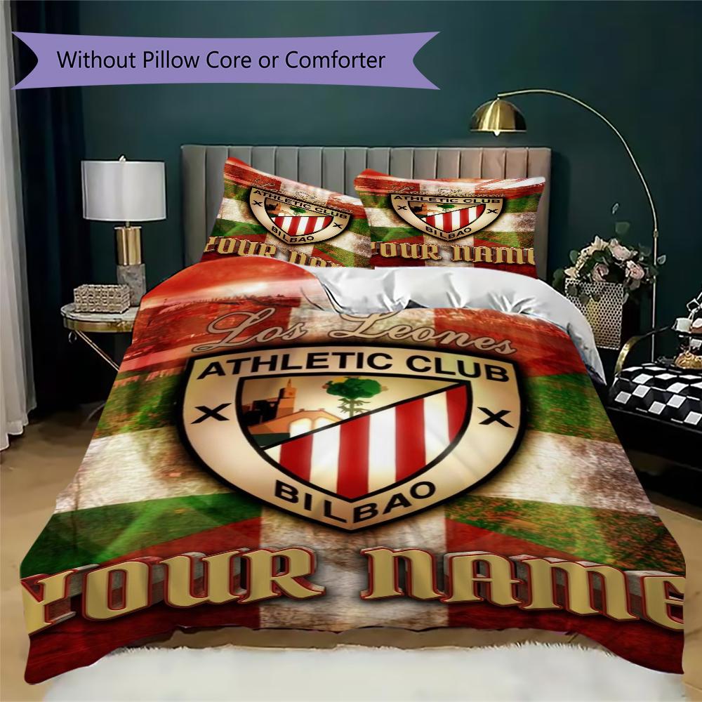 Custom Name Athletic Club Pattern Bedding uilt Set uilt Cover Pillowcase Home Decoration Birthday Gift (1*duvet cover+2*pillowcase without core)