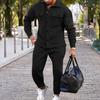 Men's Slim Fit Suede Jacket and Pants Set - Solid Color, Single-breasted, Autumn/Winter European Style.