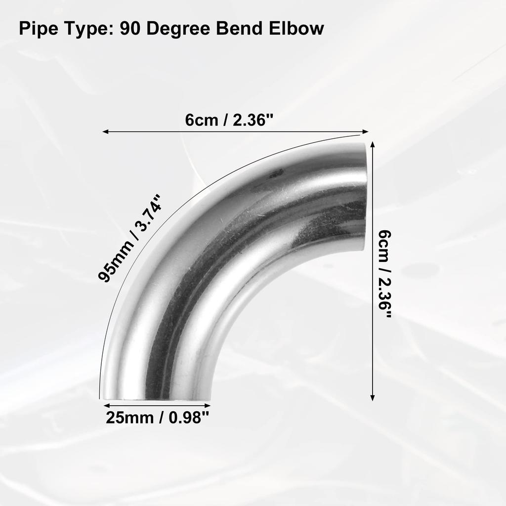 X AUTOHAUX 90 graders dornbøyd albue SS304 rustfritt stål bøyerør eksosalbue