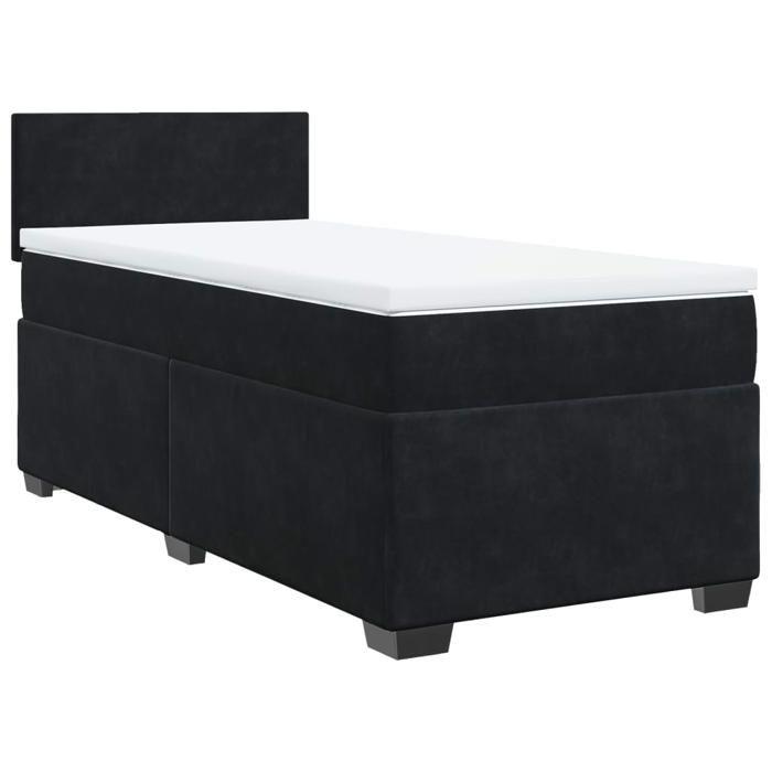 VidaXL Sommier à lattes de lit et matelas Noir 80x200 cm Velours, lit, lit à plate-forme, lit à panneaux, meuble de chambre 3288458
