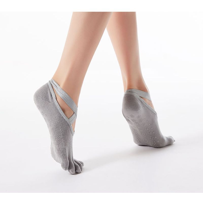 

Non Slip Professional Cross Fitness Dance Finger Socks Yoga Gray five-toe
