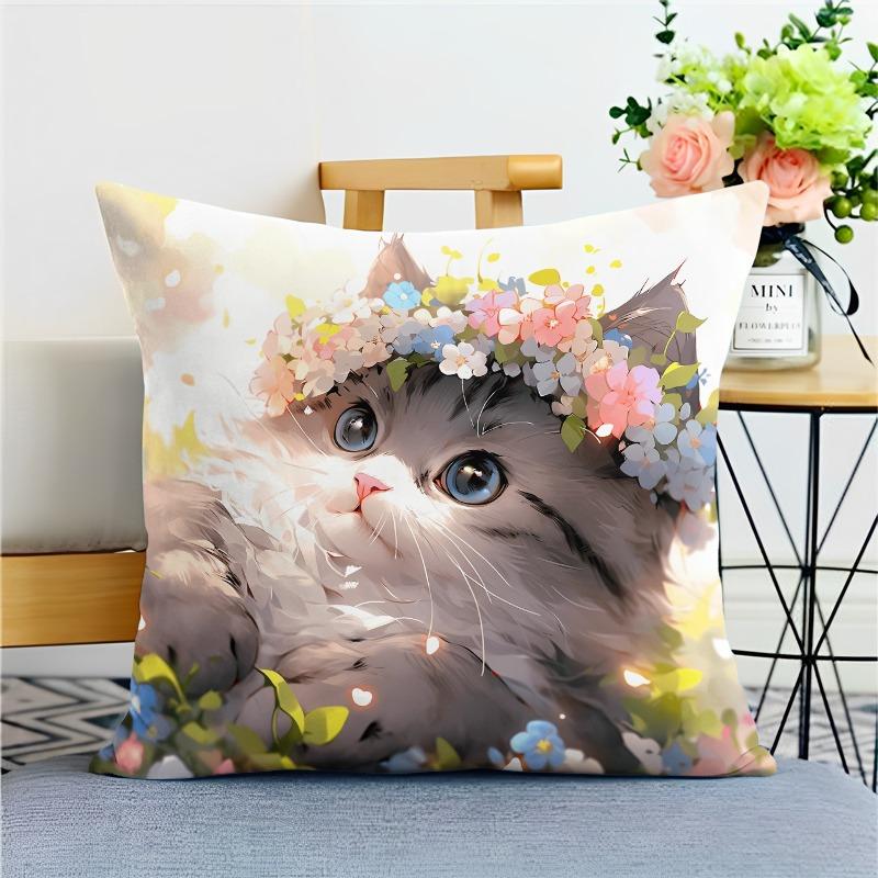

Наволочка с изображением цветка котенка для украшения общежития, офиса, гостиной, дома 40x40cm