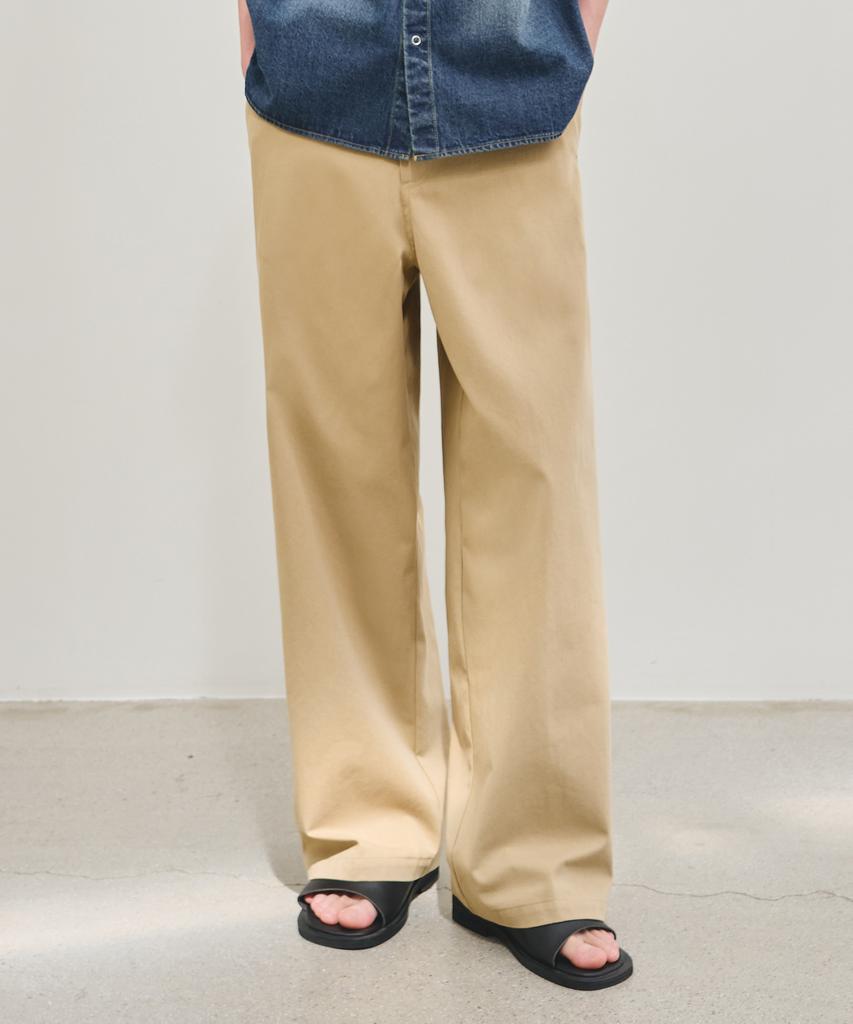 ROTEMBER Washed Semi-Wide Cotton Chino Pants [ 3 Colors ]