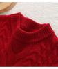 New Unisex Children's Festive Chinese Style Wool Cable Knit Sweater