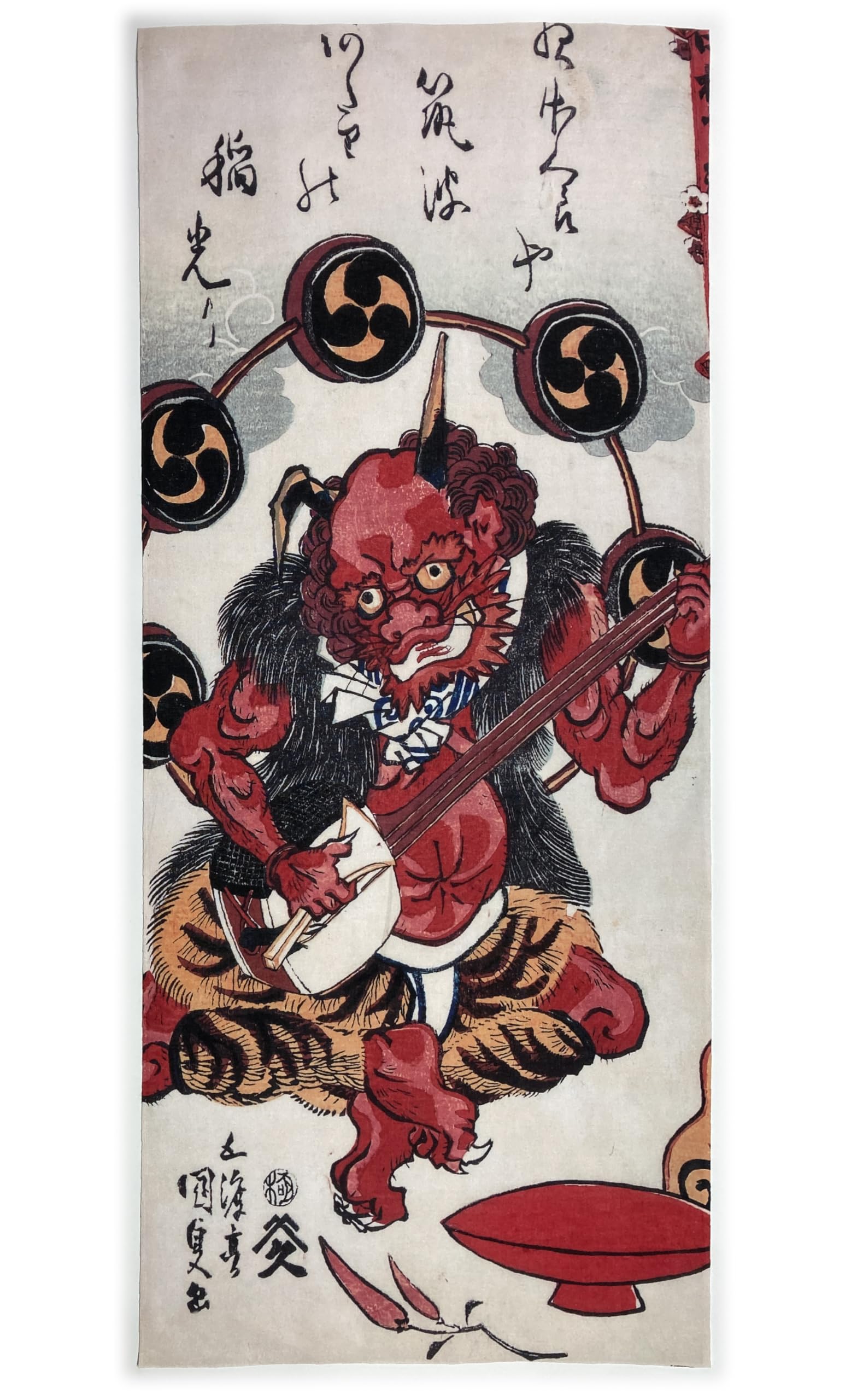 

hand towel from the past and Utagawa Kunisada and Nakamura Nine Changes Ukiyo-e present, Shikan s бежевий