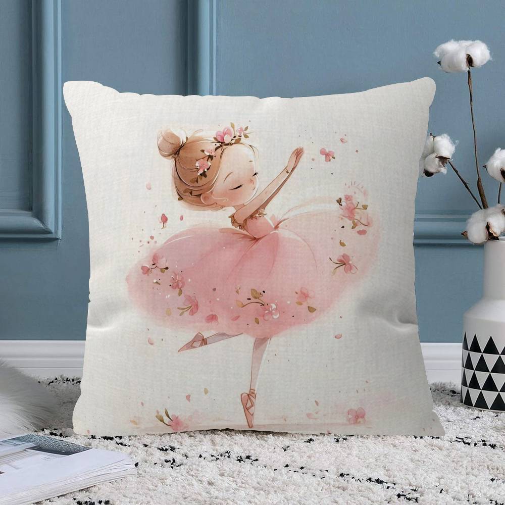 Pink Ballerina Girl Butterfly Pillow Gift Home Office Decoration Bedroom Sofa Car Cushion Cover Case X