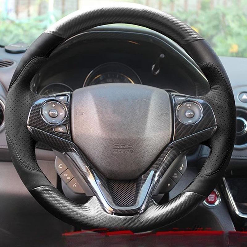 Dla Honda Fit City Jazz HRV HR-V 2016 Vezel 2015-2017 Ręcznie szyta antypoślizgowa odporna na zużycie zamszowa Pokrowiec na kierownicę samochodu