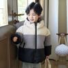 Tri Color Kids Hooded Short Down Jacket Warm Winter Outerwear For Boys And Girls
