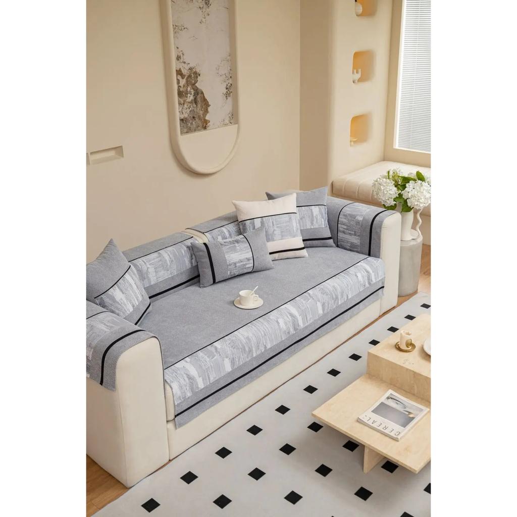 Nordic Patchwork Sofa Covers for Living Room Anti-Slip Dustproof Sofa Covers Universal Washable Sofas Two Seat Sofa Cushion