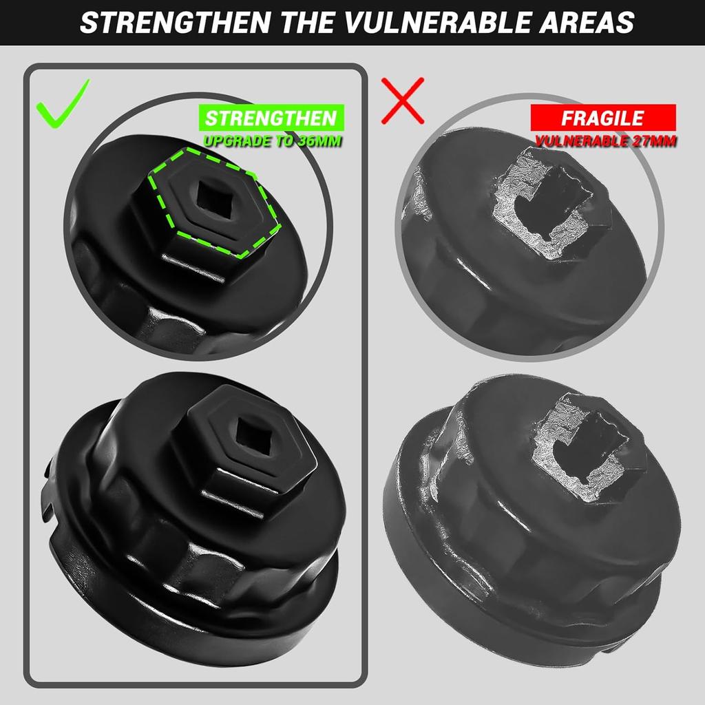 64Mm 14 Flutes/4 Slots Oil Filter Cap Wrench Removal Tool Socket Compatible With Toyota, Lexus, And Scion Vehicles Equipped With 2.5L To 5.7L