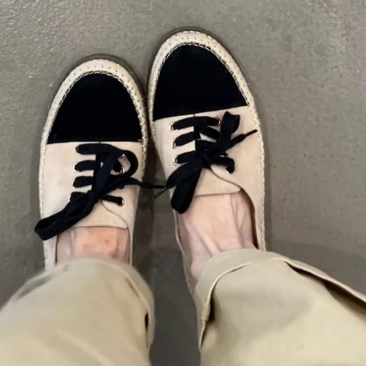 Lan Cabinet Edition~ French Xiaoxiangfeng One-pedal Fisherman Shoes Women's 2025 New Outwear Casual Fashion Lace-up Shoes