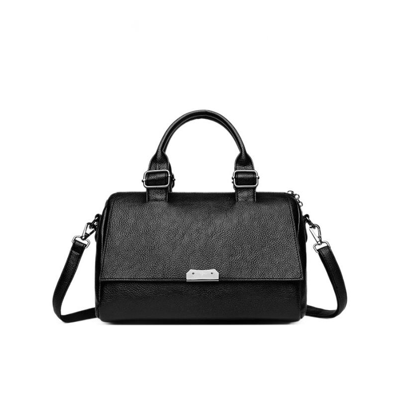 Δερμάτινη Τσάντα Χειρός για Γυναίκες Vintage Στυλ Boston Bag με Ρυθμιζόμενο Λουράκι Γυναικεία Μονόχρωμη Τσάντα Ώμου Crossbody