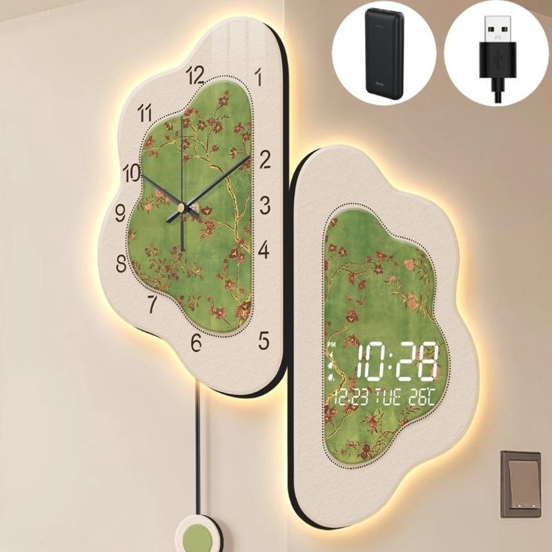 

Luxury Wall Clock Medieval Style Corner Clocks Cloud Design Electronic Double Sided Wall Clocks Living Room Decorations 27x60-27x46CM