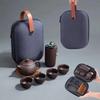 Portable TeaSetfor Travel&Outdoors-Yixing Purple Clay Teapot with 4 CupsCrafted forTea Lovers|Top Gift for Christmas & Halloween