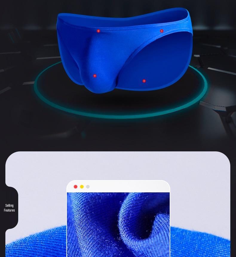 Pánské sportovní slipy s U-pouzdrem: Tenký, Prodyšný, Trojúhelníkový design s nízkým pasem