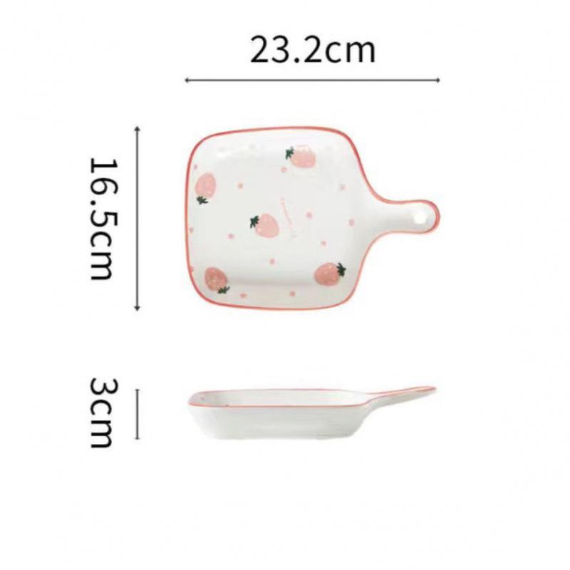 Nordic Style Hand-Painted Ceramic Plates & Bowls with Handles for Microwave, Baking, and Steamed Eggs