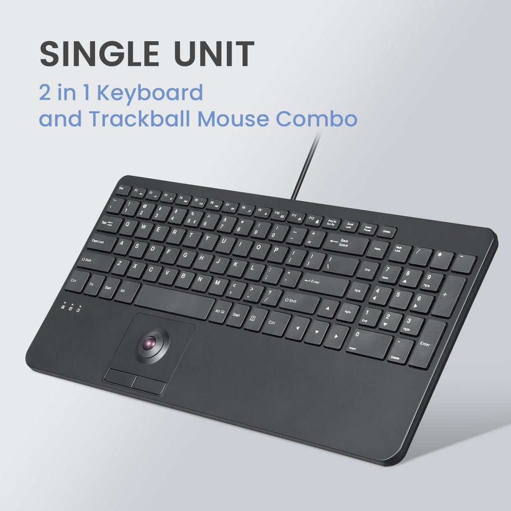 PERIBOARD-538 US Wired Compact Keyboard with Trackball