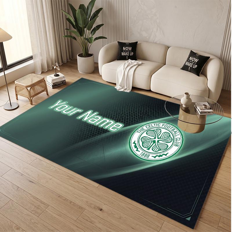 Personalized Crystal Velvet Carpet Celtic FC Pattern Non Slip Floor Rug