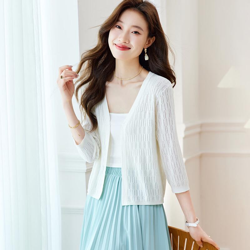 Srcr Women's 100% Mulberry Silk Short Knit Cardigan