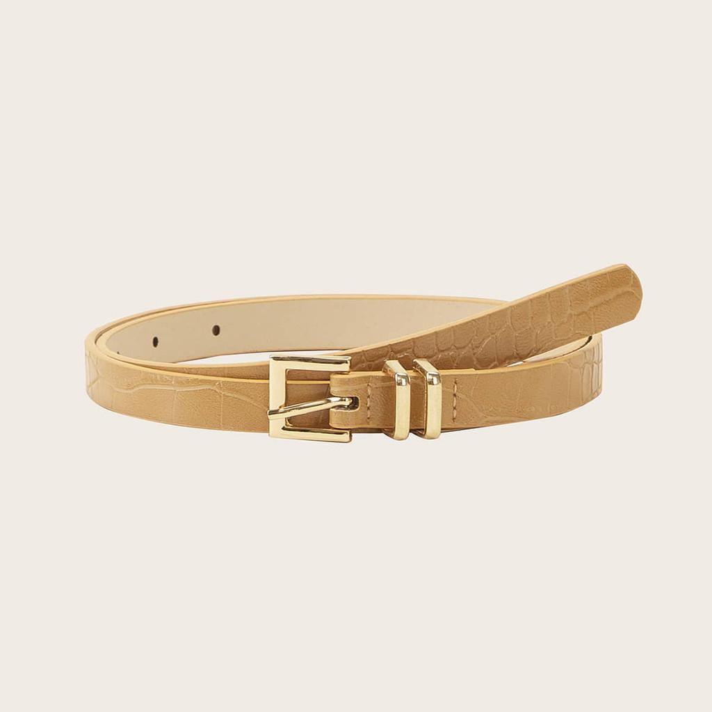 

Crocodile Textured Pu Leather Belt For Women With Pin Closure And Slim Fit Design