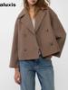 Nuovi Arrivi Abbigliamento Esterno Donna - Cappotto Oversize in Lana Spessa con Revers