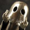 Accessorio da Scrivania di Nicchia Trendy Fantasma di Halloween Statuetta in Ottone, Divertente Ornamento con Dito Medio per Regalo Creativo Amici Scaffale da Tavolo Cornice Espositore