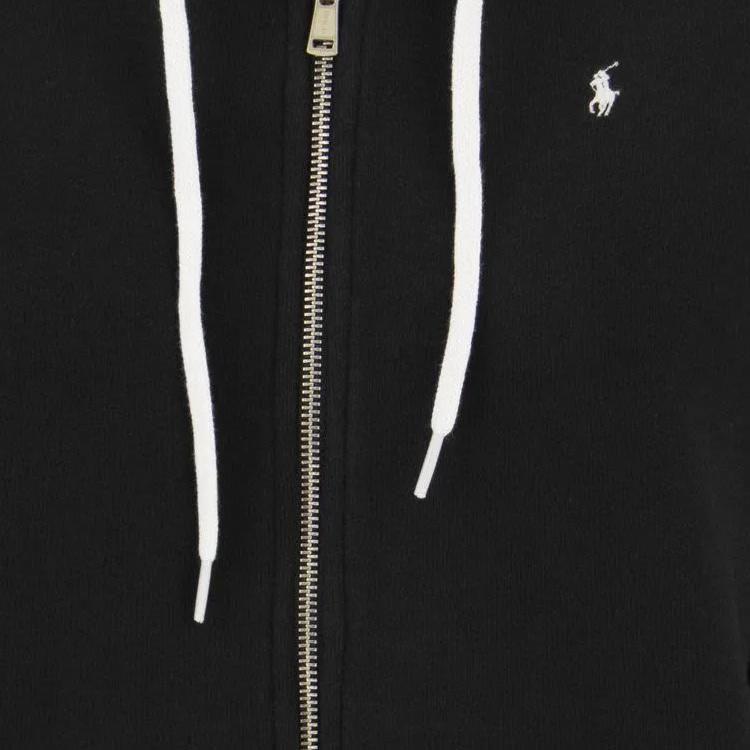 Polo Ralph Lauren Ss23 Solid Color Hooded Drawstring Long Sleeve Zip-Up Sweatshirt Women Sweatshirt Black 211891559-003