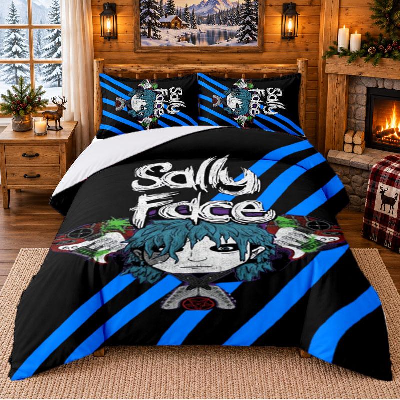 Sally Face Pattern Bedding 3Pcs Set Bed Sheet And Pillowcases For Indoor Bedroom
