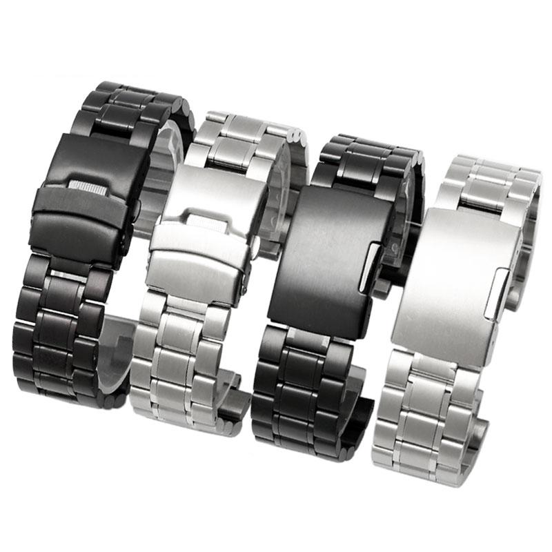 Für TIMEX T2N720 T2N721 TW2R55500 T2N739 Edelstahl-Uhrenarmband Herren-Uhrarmband 24*16mm Anstoß-Ende Metallarmband Schwarz Silber