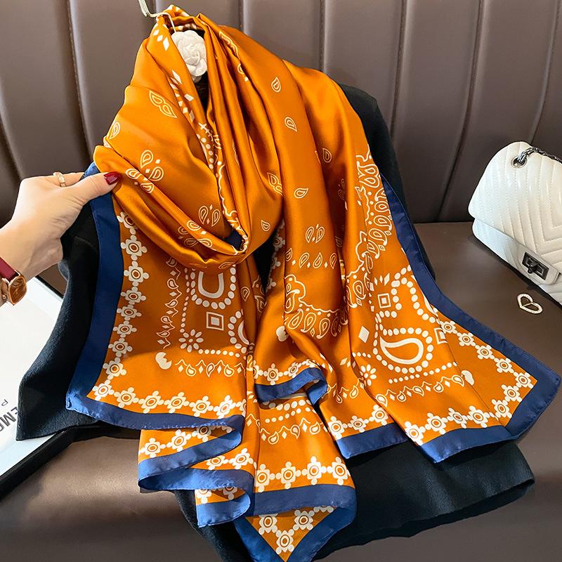 

Imitation Silk Scarf Summer Shawl Two-purpose Thin Style Versatile and Fashionable New Style High-end and High-end Look Women s Exterior 80*180cm