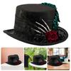 Dark Series Theme Top Hat Wool Skeleton Flower Design Tall Hat For Cosplay Enthusiasts And Theater Stage Performances