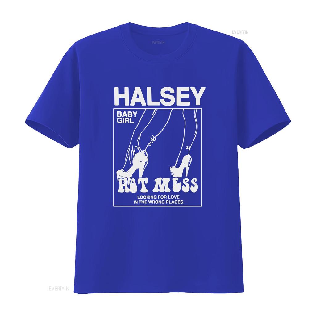 Halsey Hot Mess T Shirt  Sizes Met 183 Vintage Washed Homme Soft Comfortable Top For Everyday Wear Graphic Fashion Streetwear