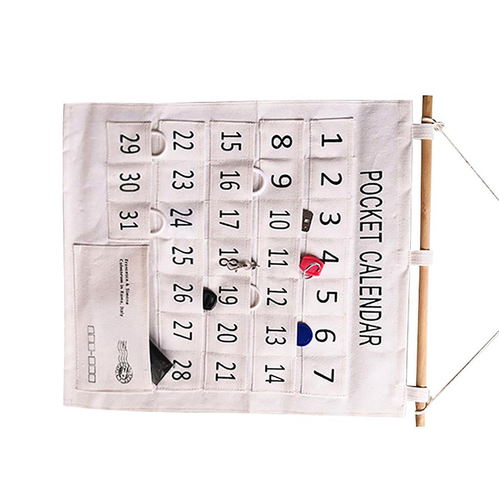 Numbered Calendar Pocket Chart Cotton and Linen Morning Check Classroom Pocket Chart Calendar Wall