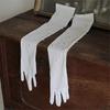 Elegant Gloves Pearls Full Finger for Proms Concert Evening Banquet Accessory Long Gloves for Bride and Bridesmaids