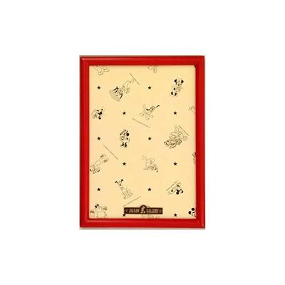 Tenyo [Made In Japan] Wooden Puzzle Frame, Disney-Exclusive Panel, 500-Piece Set, Red (35x49cm), Easy-Set Stopper, Mickey Emblem Plate, and Hanging