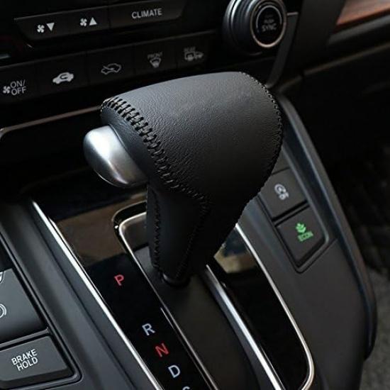 BEHAVE Car Gear Shift Cover, Genuine Leather Shift Lever Cover fit for Honda 2017 2018 2019 CRV,Pack of 1 Piece Black Leather Cover Gear Shifter Knob