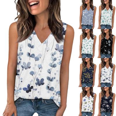 Tops For Women Summer V Neck T Shirts Trendy Sleeveless Basic Tee Loose Fit Fashion
