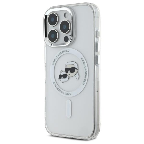 Karl Lagerfeld KLHMP16XHLSKCH iPhone 16 Pro Max 6.9" White Hardcase IML Metal Karl&Choupette Head MagSafe