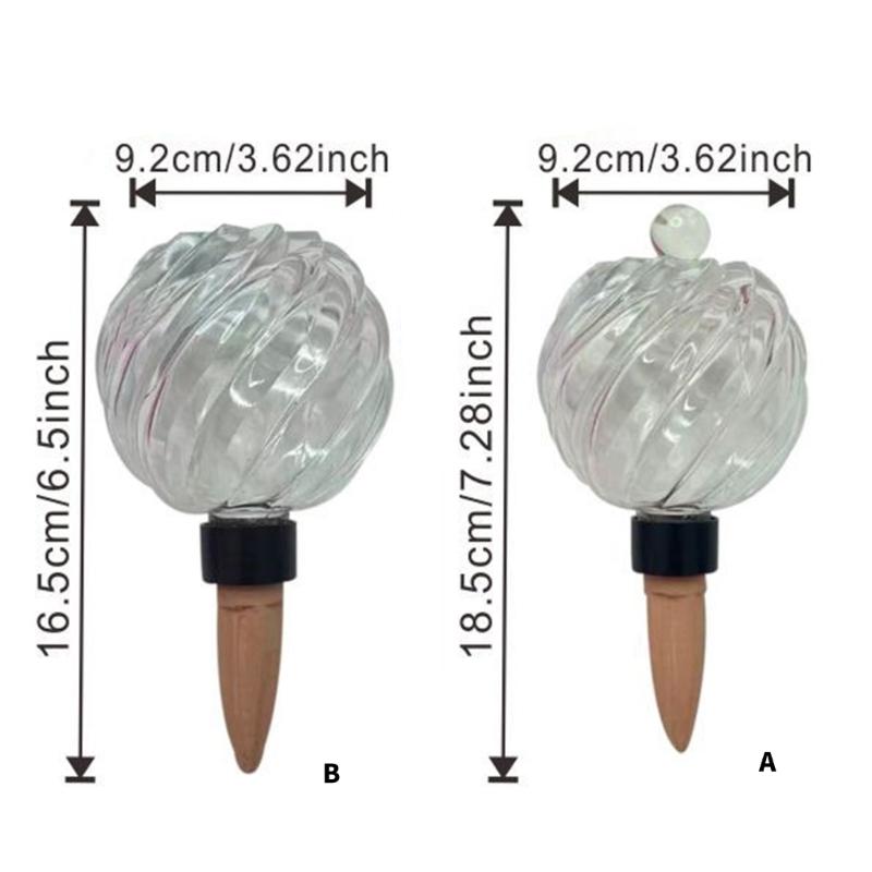 Set of 4 Watering Bulbs for Indoor Pots, Large Capacity Glass Slow Watering Globes with Ribbed Design for Balcony Flowers