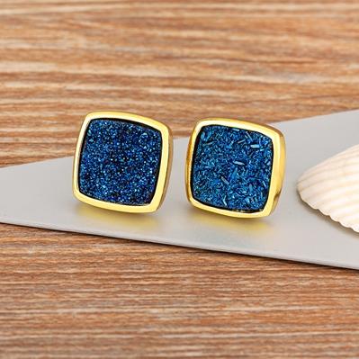 

Nidin 6 Colors Bohemian Women Mineral Stone Stud Earrings Cute Square Shape Ear Jewelry Simple Design Exquisite Birthday Gift темно-синий