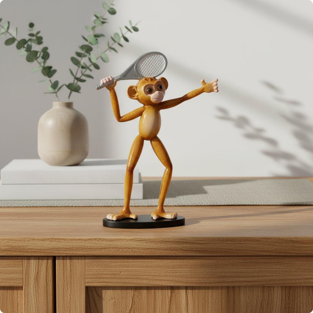 Resin Monkey Figurine Glossy Tabletop Monkey Ornament Creature Statue Translucent Home Decoration Collectible for Cabinet