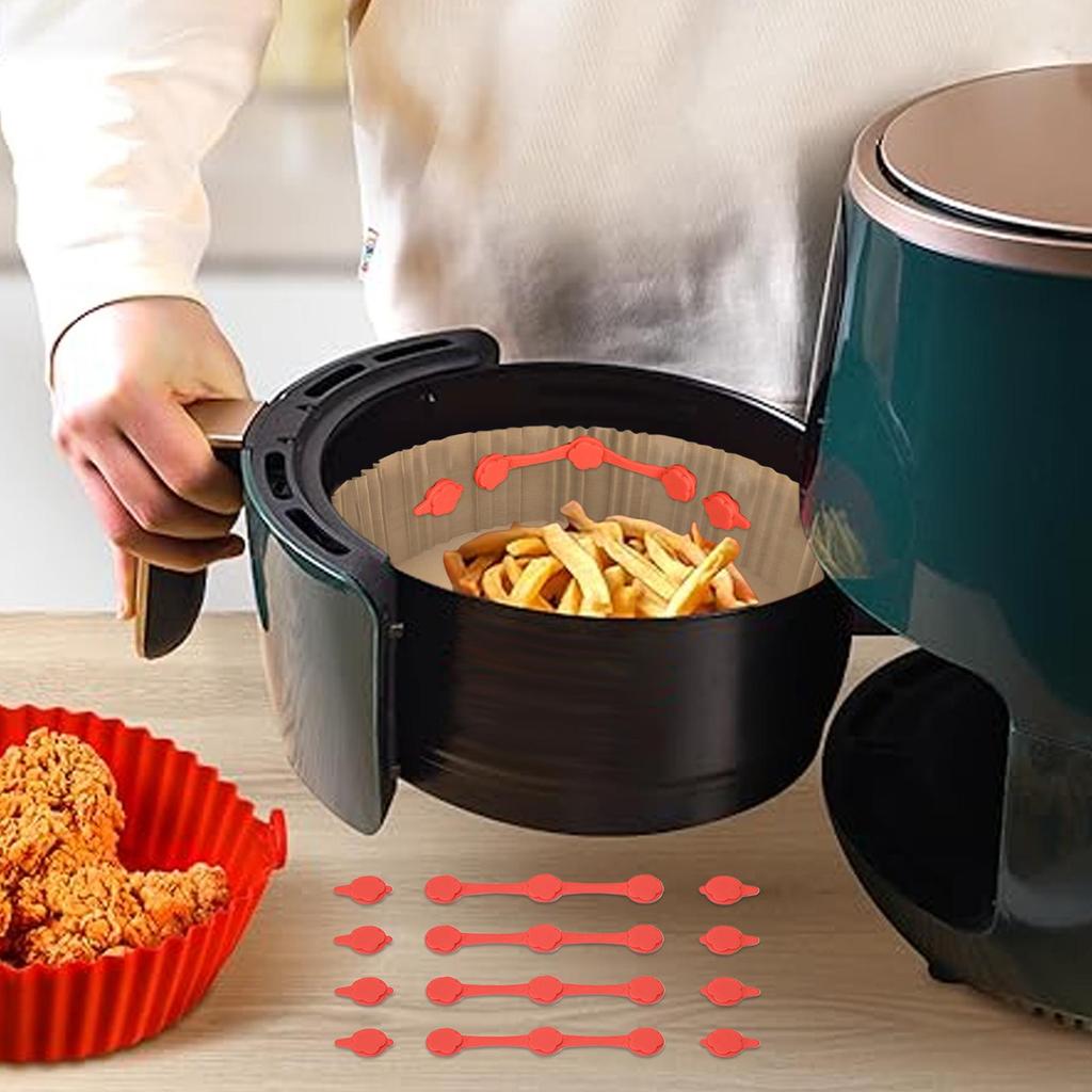 Papír na pečení do horkovzdušné fritézy Silikonové magnety 4 ks Tepelně odolné Magnety na horkovzdušné fritézy Kuchyňské doplňky Pro pečicí papír