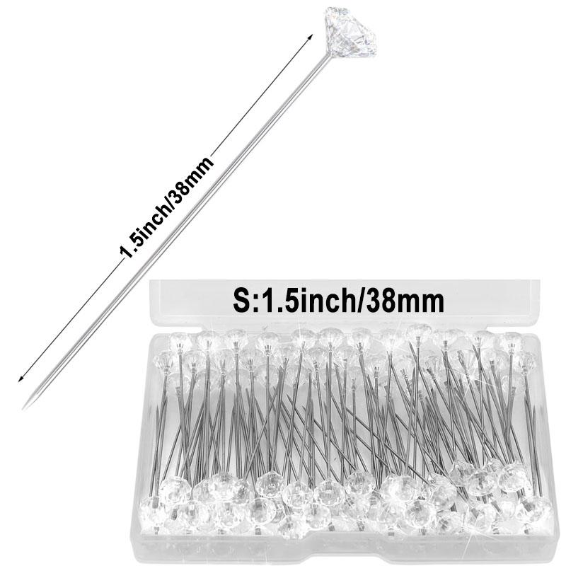 

Transparent Diamond Pins 3.15 Inch Clear Straight Corsage Bouquet Diamond Pins Wedding Wrist Flower Decoration Craft