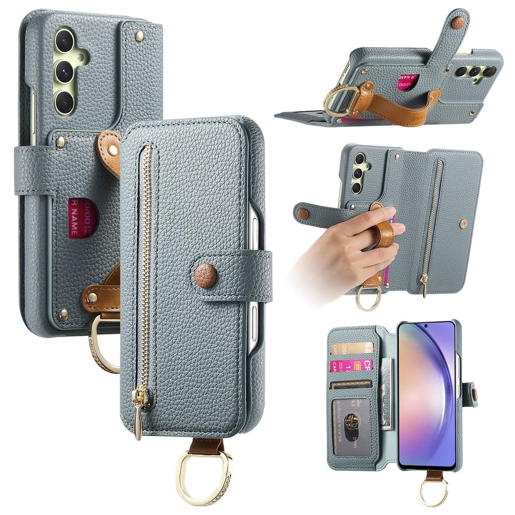 For Samsung Galaxy A05s 4G Case RFID Blocking Zipper Wallet PU Leather Mobile Cover