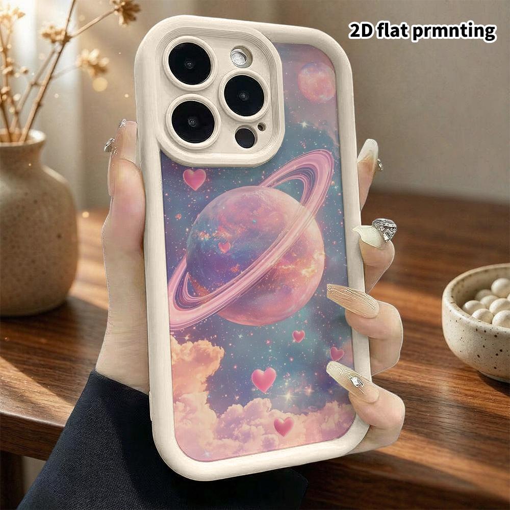 Phone Case: 2D Flat Design Suitable for iPhone 18 17 16 15 14 13 Pro Tiered Protective Case, Pink-purple Heart, Christmas and Halloween Gift