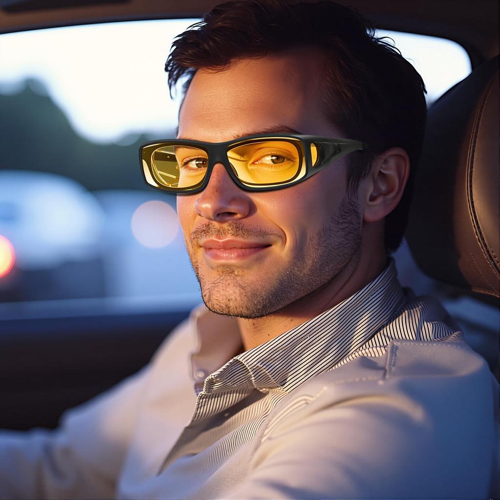 [Duduma] Night Driving Sunglasses, Overglasses, for Night Driving, Blocks Car Lights and Glare, Sunglasses to Wear Over Glasses, Unisex, Night Vision