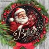 Believe Wooden Christmas Sign with Santa Claus Pattern - Navidad Round Sign for Front Door, Wall Hanging Decor - Ideal Christmas Ornament