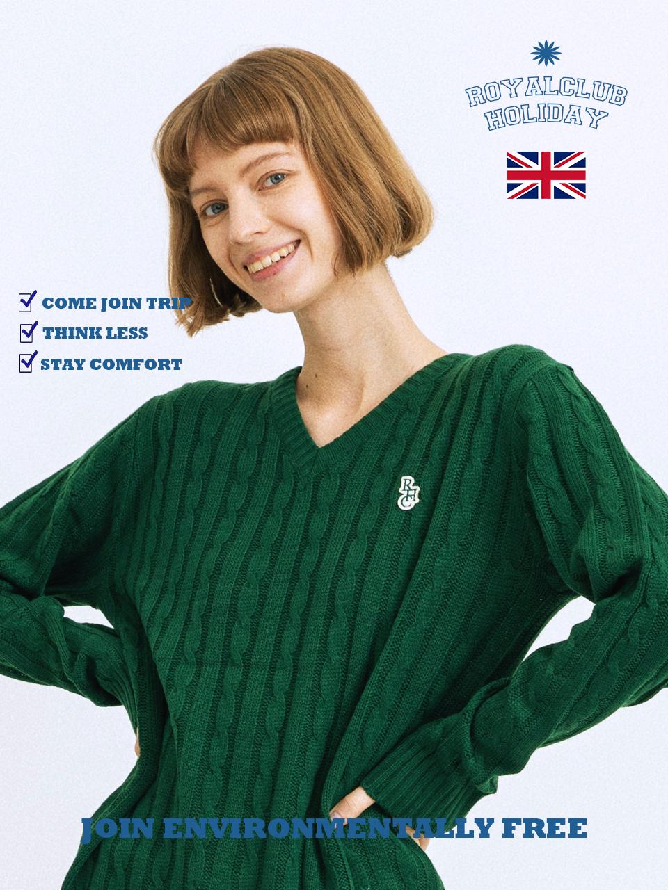 Royal Club Holiday Royalmark Cable Knit Green L